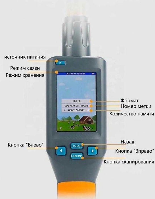 Сканер чипов и ушных бирок