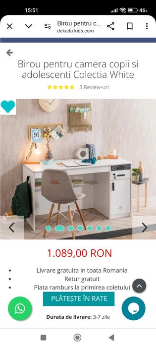 Vând birou cu bibliotecă