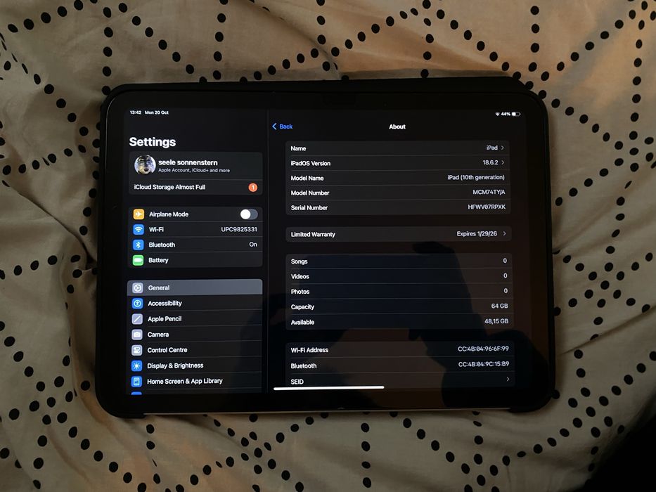 URGENT!!!Ipad (gen 10) 10.9 64GB silver