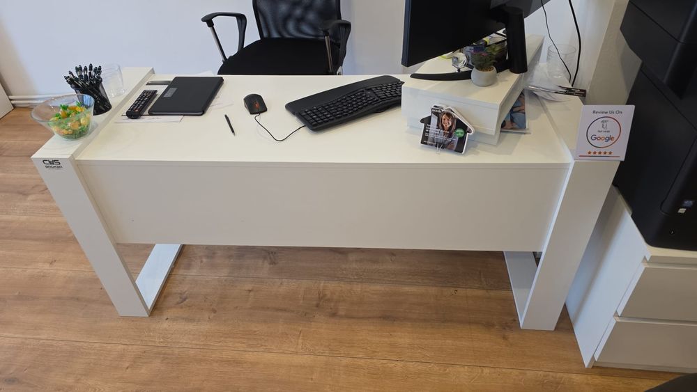 Birou alb cu 2 sertare - 160 x 60 cm
