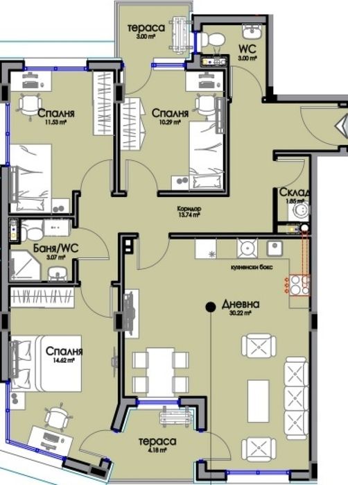 Продава се Многостаен апартамент в Бургас, Изгрев - 129 кв.м за 1400 €/кв.м - Снимка #3