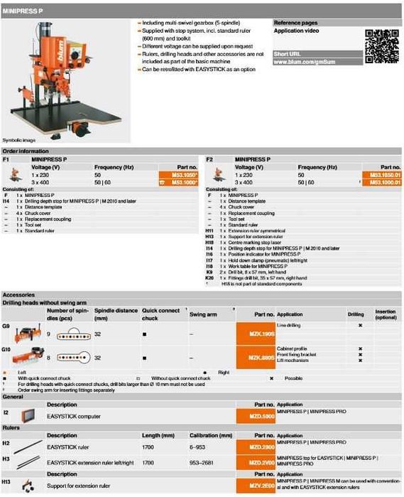 Мини преса BLUM за панти