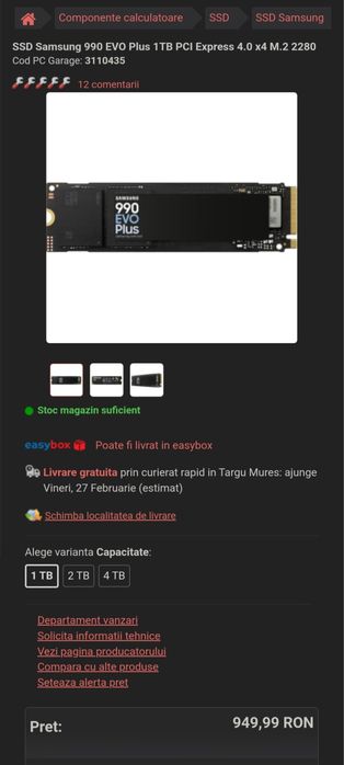 SSD M2 Nvme 1TB Samsung 990 Evo Plus Sigilat