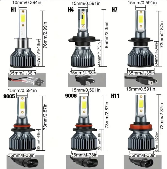 Led крушки H4, H7, H8, H11, H1 15000LM 12V 6000k