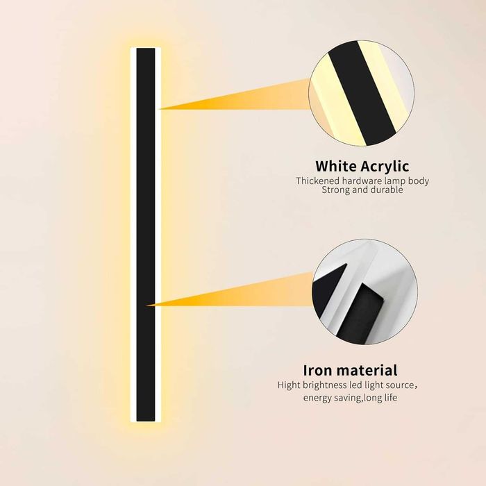 LED външна стенна лампа, димируема 80 см, 32 W, дистанционно, черна