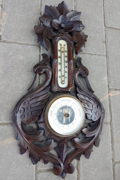 Ansamblu antic barometru, termometru in stil Art-Deco piesa foarte vec