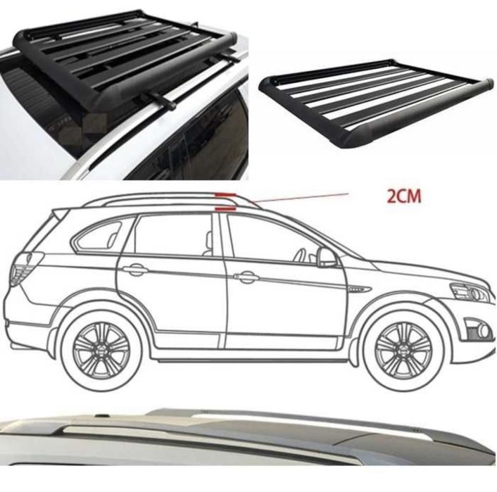 Багажник за покрив Aluminium 127 х 96 х 9 см - Черен 3 размера + греди