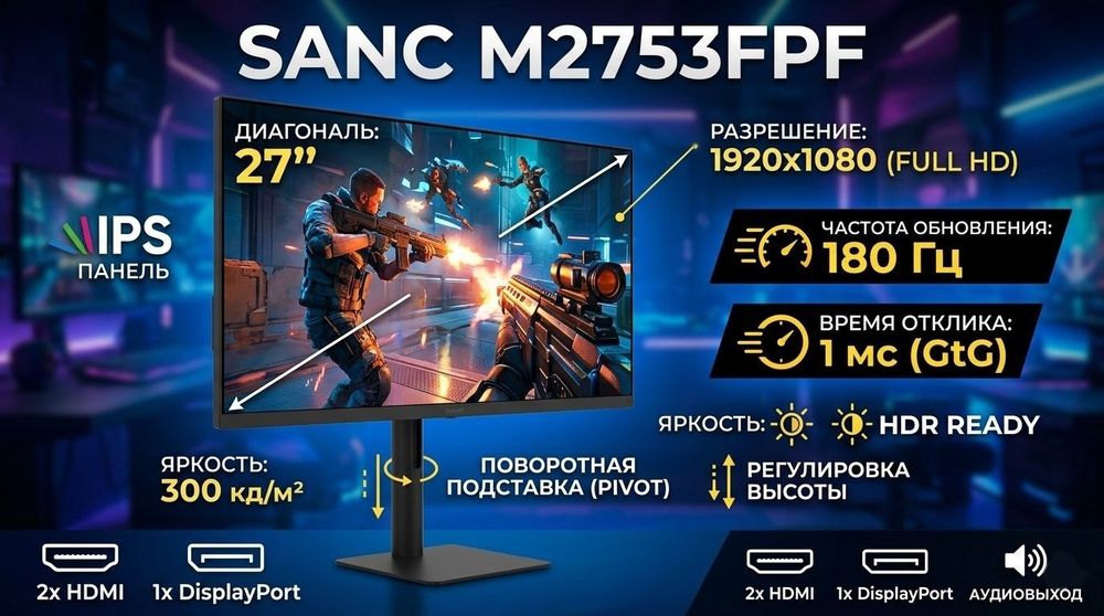 Монитор 27" Sanc M2753FPF черный