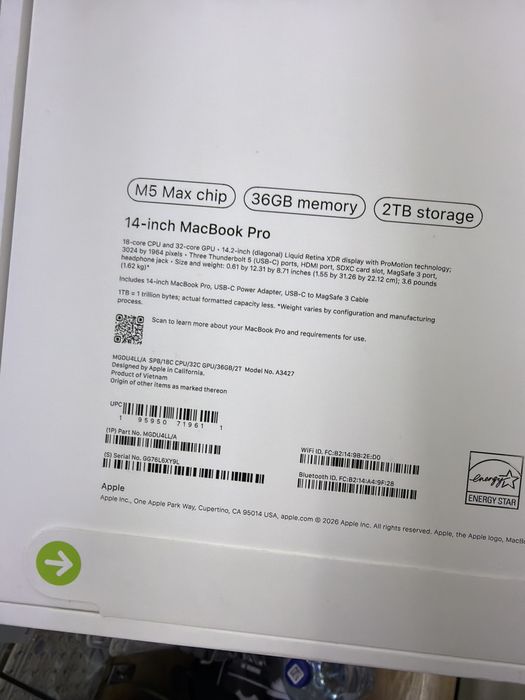 Macbook pro 14 M5 max 36/2tb