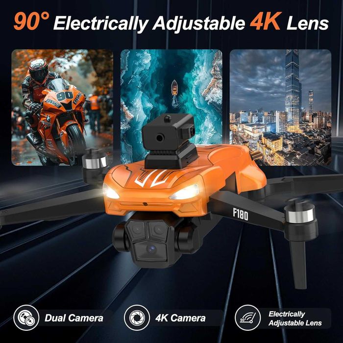 F180 GPS дрон с камера 4K, 4.5"LCD екран за начинаещи, 90°