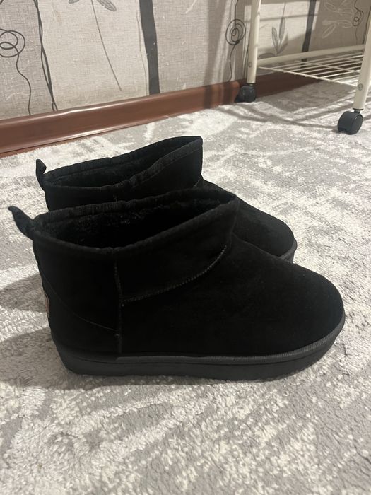 Угги черный, эко замша,