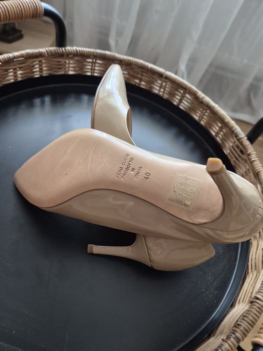 Stiletto nude 40, piele naturala