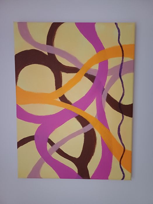 Tablou abstract cu acrilice pe pânză