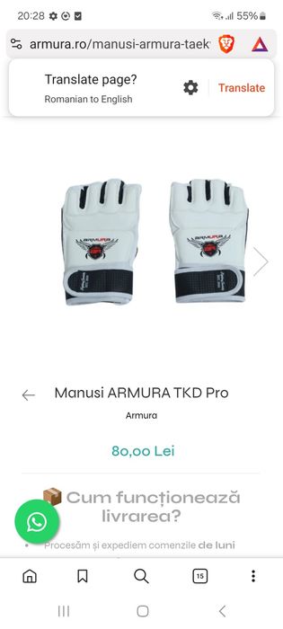 Manusi armura tkd pro