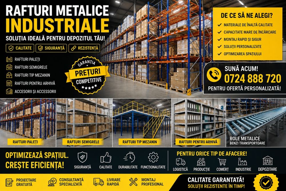 Rafturi metalice cu Role metalice benzi transportatoare mezanin complet