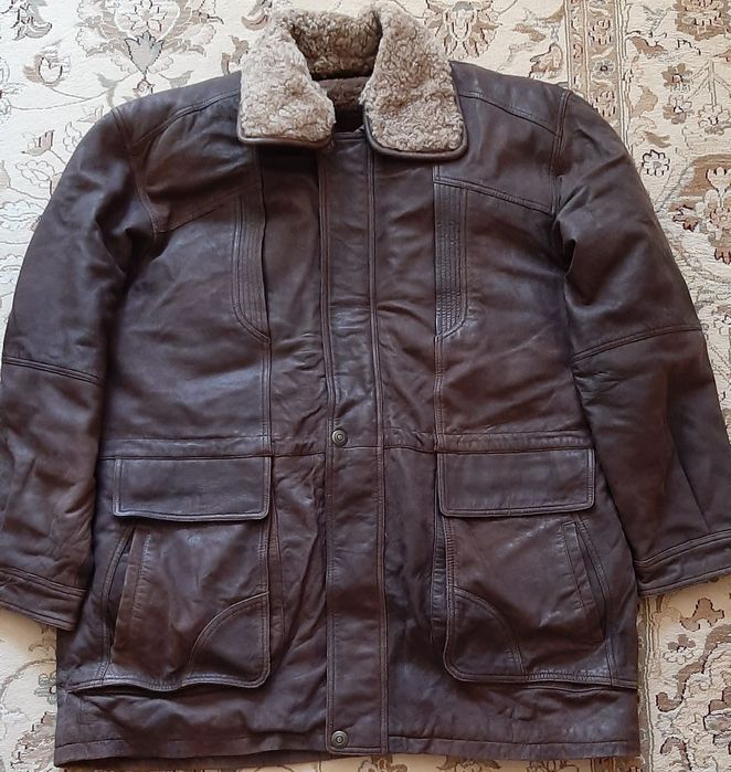 Куртка кожаная, коричневая