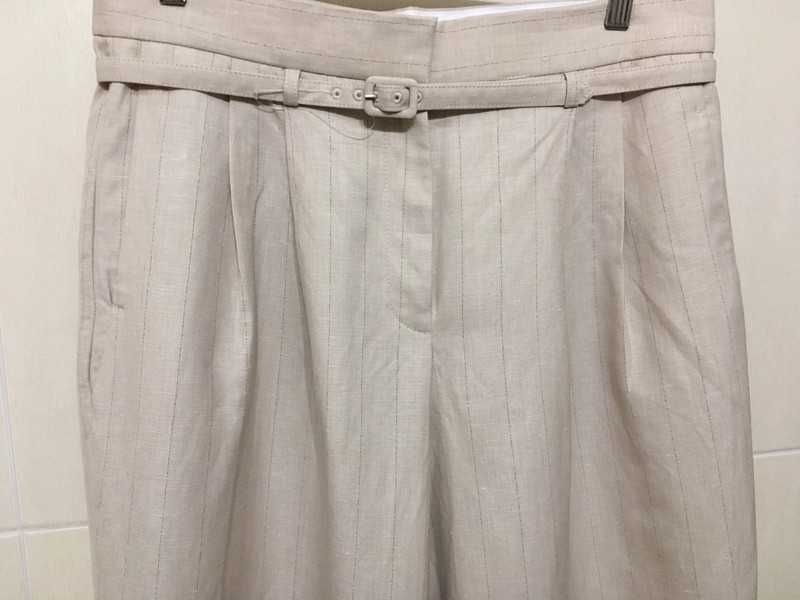 Mango - Pantaloni din amestec de in cu pense