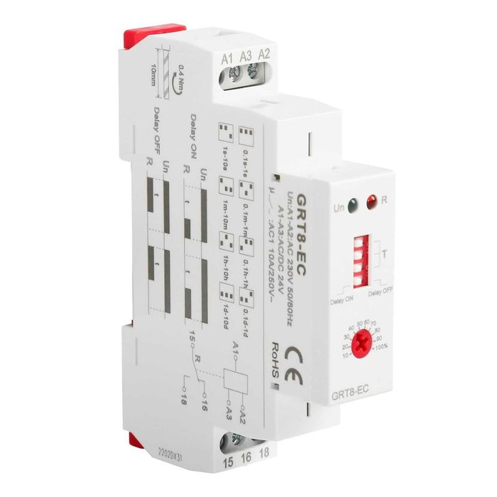 Releu temporizare GRT8-EC 230V DIN delay on off