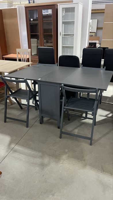 Masa plianta cu 4 sau cu 6 scaune pliante GRI - mese pliante !