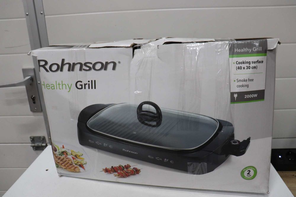 Скара Rohnson - R-2505, 2000W, незалепващо, плоска/оребрена, черна