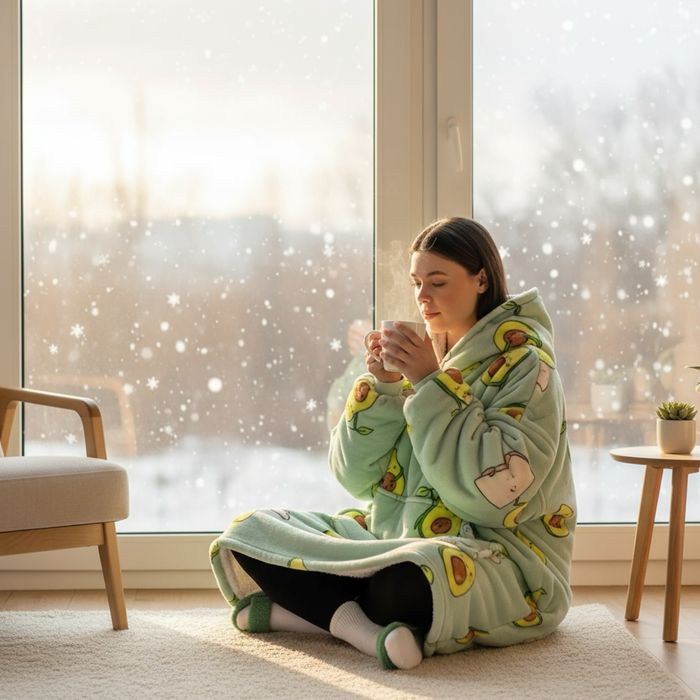 Плед худи теплые