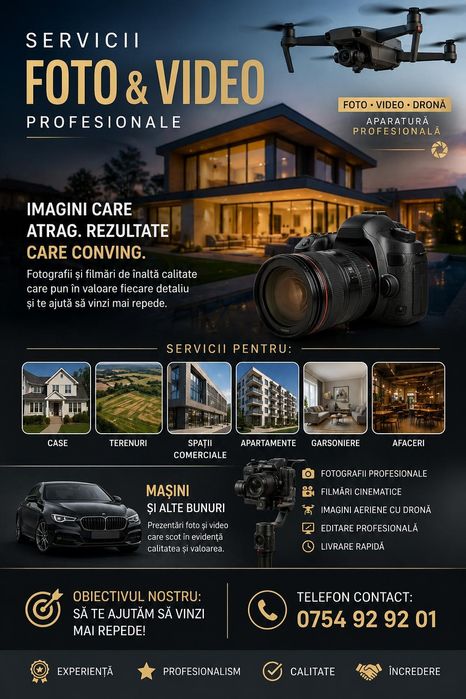 Foto Video + Dronă - Imobiliare, Auto, Promovare Afaceri”