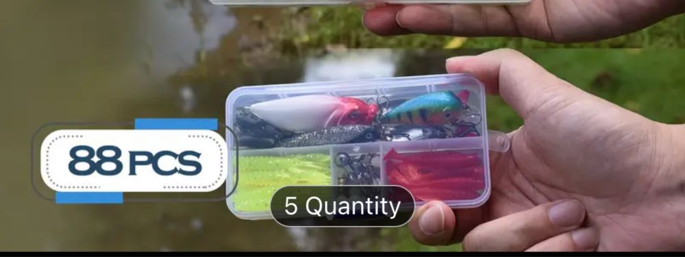 Цял комплект воблери , клатушки , силикони , куки