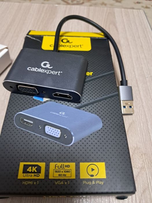 Видеоадаптер Cablexpert USB to HDMI + VGA (новый)