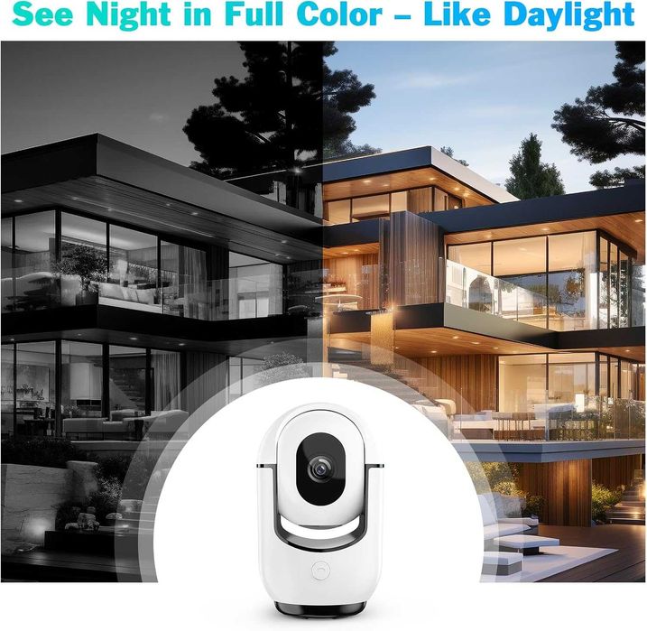 2K вътрешна охранителна камера, WiFi CCTV с нощно виждане, AI-детекция