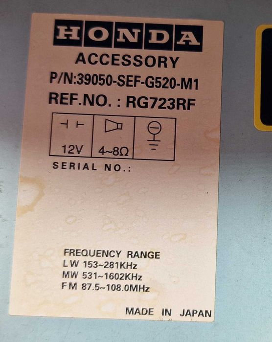 Радио СД Radio CD Honda Accord 7 VII Хонда Акорд 39050-SEF-G520-M1