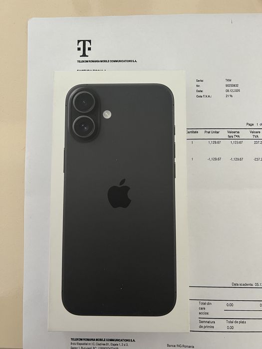 Iphone 16 plus/256 GB/Sigilat/Factura/24 de luni garantie