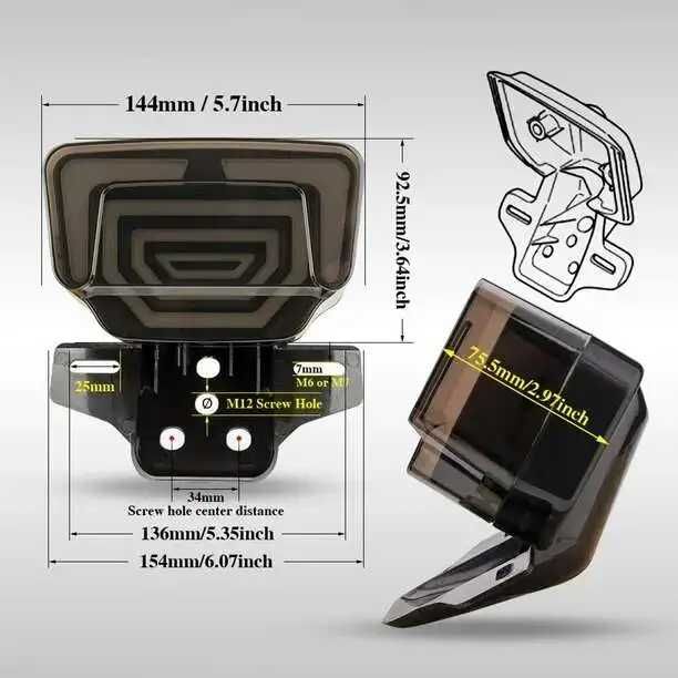 Стоп за мотор с вградени мигачи и стойка за номер