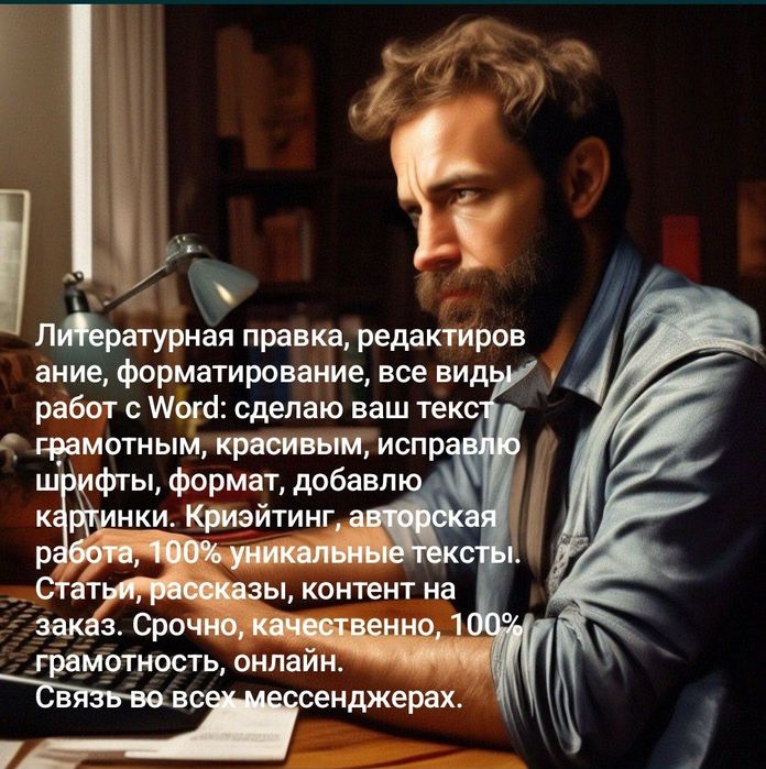 Работа с текстом, редактирование