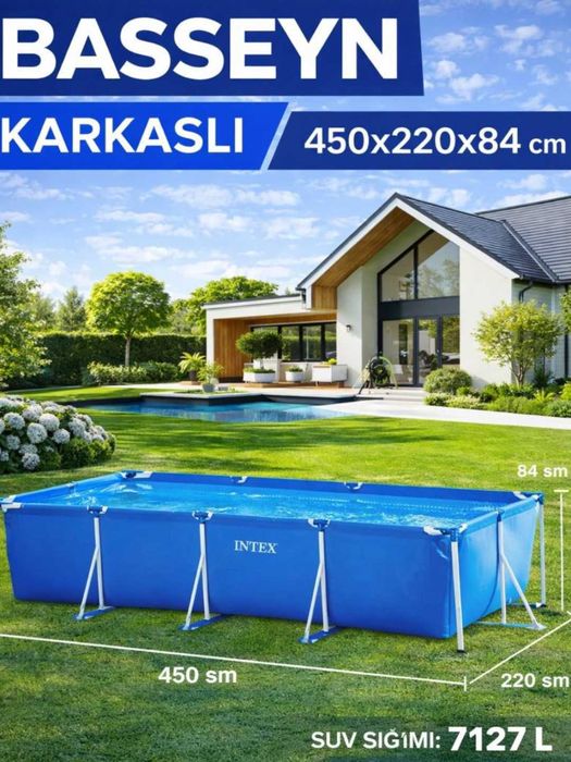 Intex basseyn 450x220sm,karkasniy basseyn,7127 litr DASTAVKA BEPUL