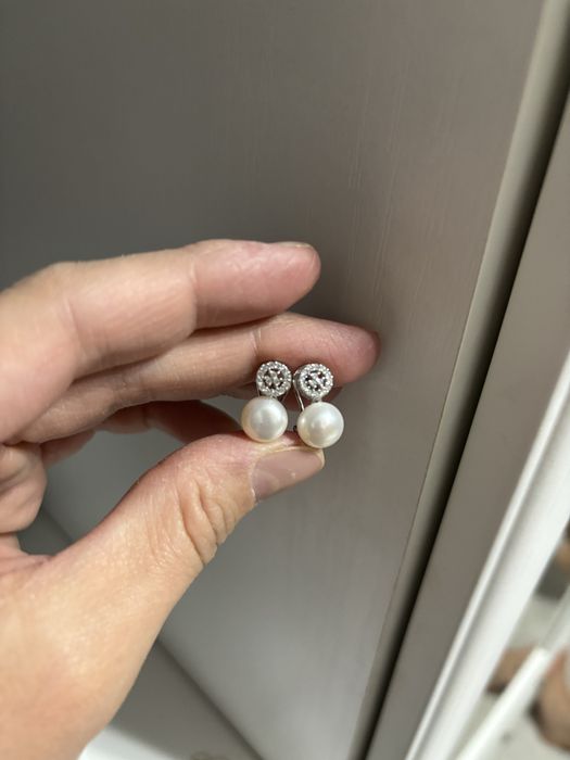 Серьги серебряные с жемчугом