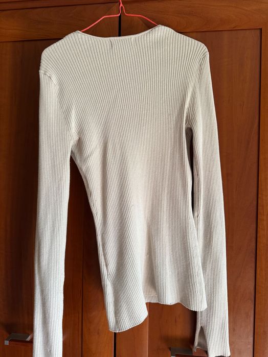 Бежова плетена блуза