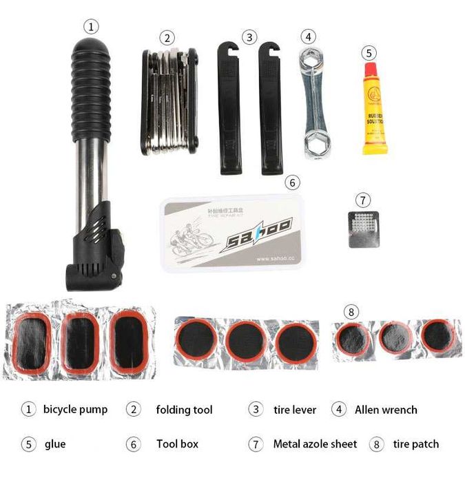 Set geanta scule bicicleta pompa chei petice imbus pana reparatie