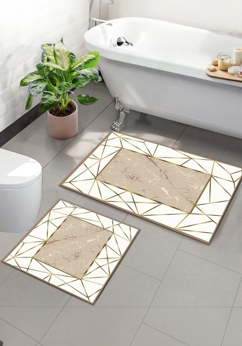 Неплъзгаща се основа Миещи се килими за баня Комплект от 2 бр