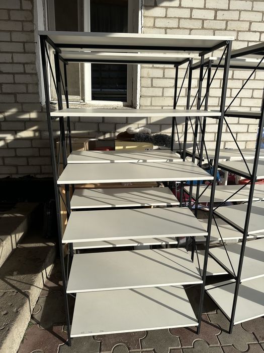 Этажерка-стеллаж 6 полок белый, каркас черный