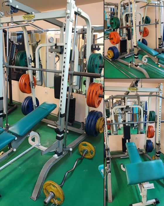Ликвидация! Пълно фитнес оборудване, лежанки, уреди, тежести, щанги