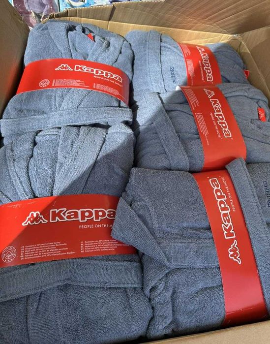 Халат за баня Kappa, 100% памук, син, S/M или L/XL, унисекс модел