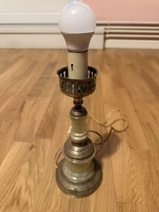 Veioza vintage din argint 800 si onix