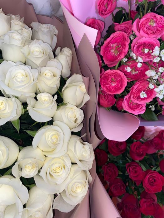 Цветы белый роза 101 штук