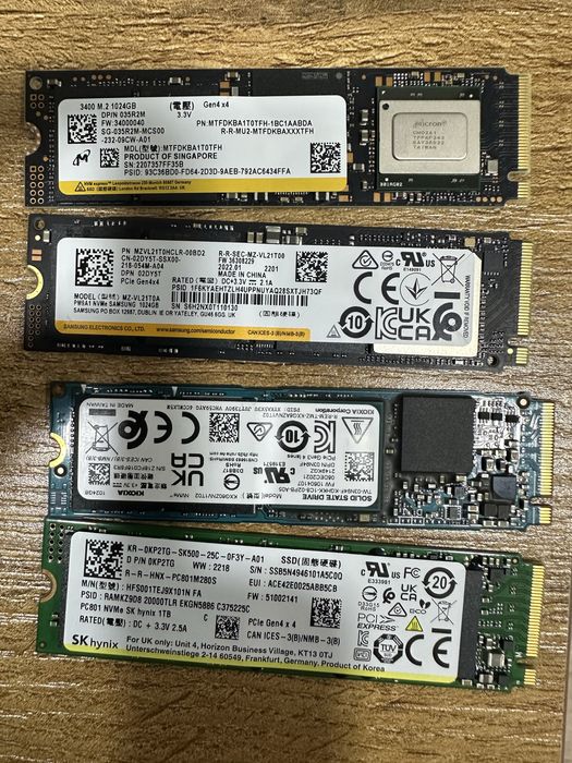 Продам мощные SSD NVMe M.2  1tb, Samsung, SK hynix, Micron