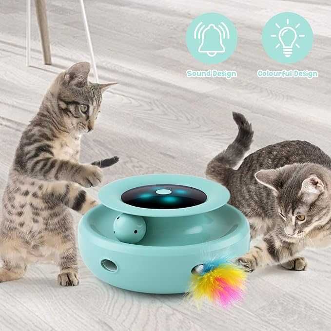 Интерактивна играчка за котки, произволно въртяща се с LED светлини
