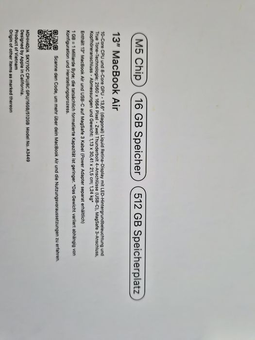 Laptop Apple MacBook air 13 M5 NOU SIGILAT