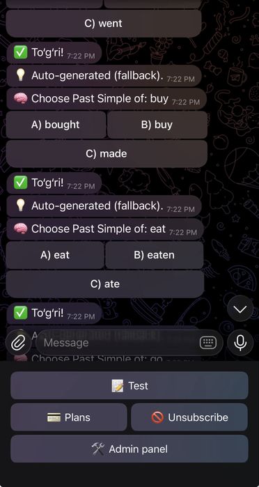 Biznes, oʻqituvchi va online kurslar uchun tayyor Telegram bot