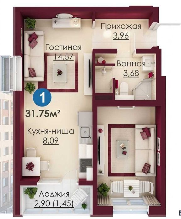 1 комнатная |  Яшнабад , метро Янгиабад | Ипотека 20%= 5 785у.е.(S)