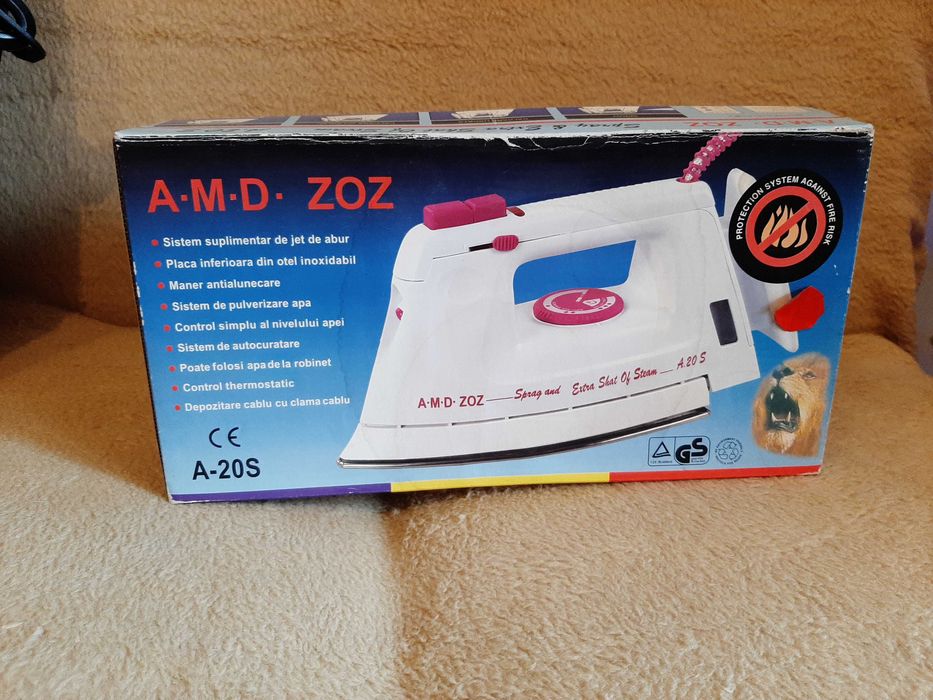 Fier de calcat AMD ZOZ A-20S 1200W , Talpa Inox , 0.3L , Alb/Roz