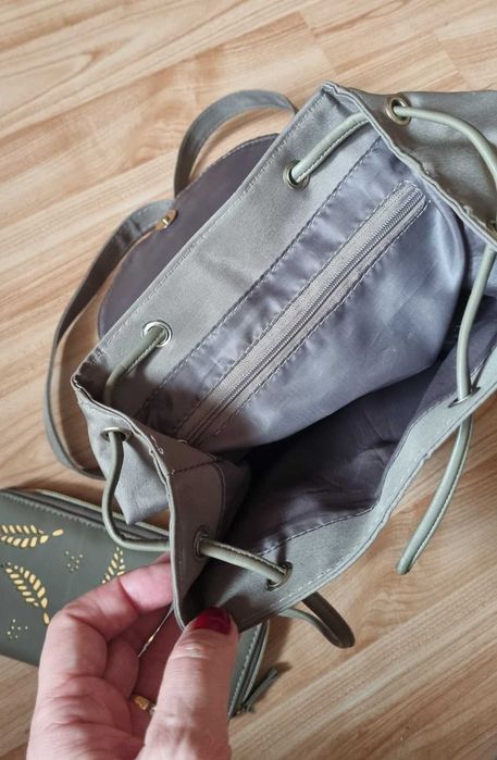 Rucsac + portofel, piele ecologica/textil